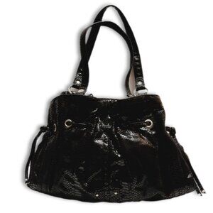 NINE WEST Snake Skin Pattern Purse Black Shoulder Bag with Metallic Accents